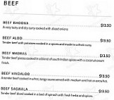 Indian Feathers menu