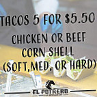 El Potrero menu