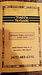 Toshis Teriyaki menu