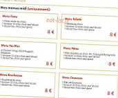 Pizza Presto menu