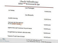 Le Clos de Vallombreuse menu