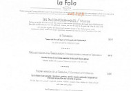 La Folie Tarbouriech menu