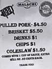 Malachi Smokehouse menu