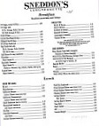 Sneddon's Luncheonette menu