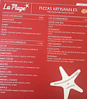 La Plage menu