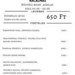 Kiskakas Vendeglo Étlap