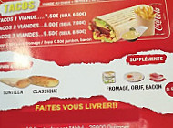 Paradise Tacos Kebab menu