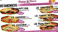 Happy Time's menu