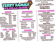 Takacs Family Ice Cream menu