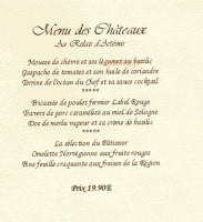 Bernard Robin Relais De Bracieux menu