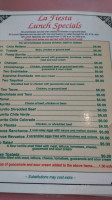 La Fiesta Mexican menu