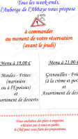 L'Auberge de l'Abbaye menu