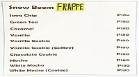 Snow Boom Dessert Cafe menu