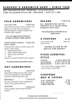 Screpesi's Sandwich Shop menu