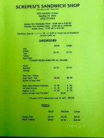 Screpesi's Sandwich Shop menu