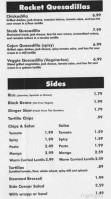 Rocket Wrapps menu