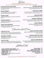 Characters Bar Restaurant menu