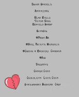 Heartbreak menu