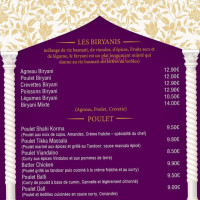 Taj Mahal menu