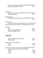 Lloyd's Schoolhouse Pizza menu