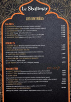 Le Shalimar menu