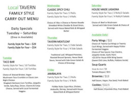 Local Tavern Painesville menu