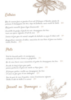 Auberge de la vigne gourmande menu