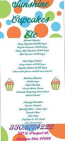 Sunshine Cupcakes menu