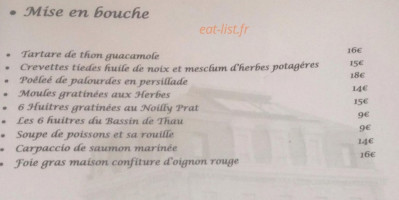 Le Château du Port menu