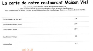 Maison Viel menu