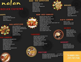 Nalan Indian Cuisine menu