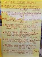 Hank's Frozen Custard menu