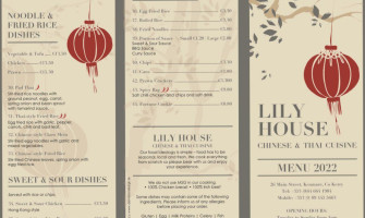 Lily House Thai Chinese Cuisine menu