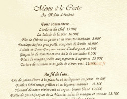 Bernard Robin Relais De Bracieux menu