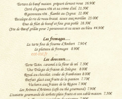 Bernard Robin Relais De Bracieux menu