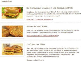 Tim Hortons menu