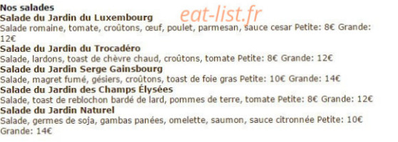 Le 16 Carnot menu