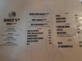 Bardstown Burger menu