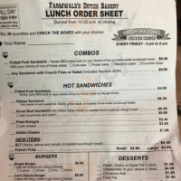 Farmwald's Dutch Bakery menu