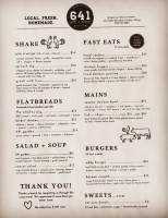 641 Grill menu