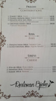 Restoran Bjeko menu