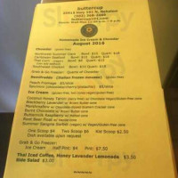 Buttercup Ice Creams Chowders menu