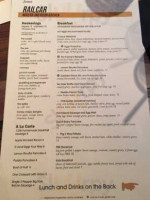 Railcar Modern American Kitchen menu