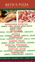 Beto's Pizza menu