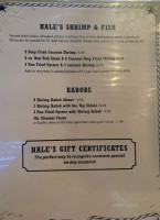 Hale's Tavern menu