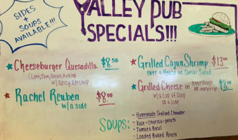 Valley Pub menu