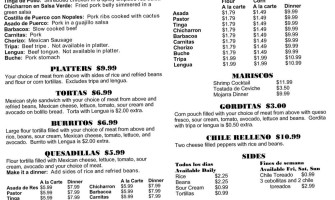 Taqueria El Primo menu