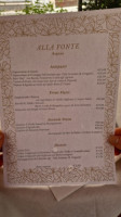 Pizzeria La Fonte menu