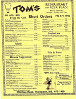 Tom's Pizza & Restaurant menu