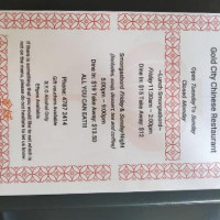 Gold City Chinese Restaurant menu